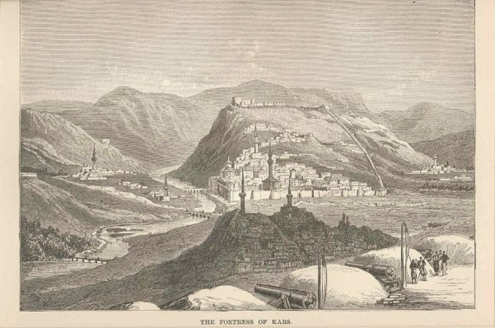 Engraving Russia Fortress of Kars, 1880